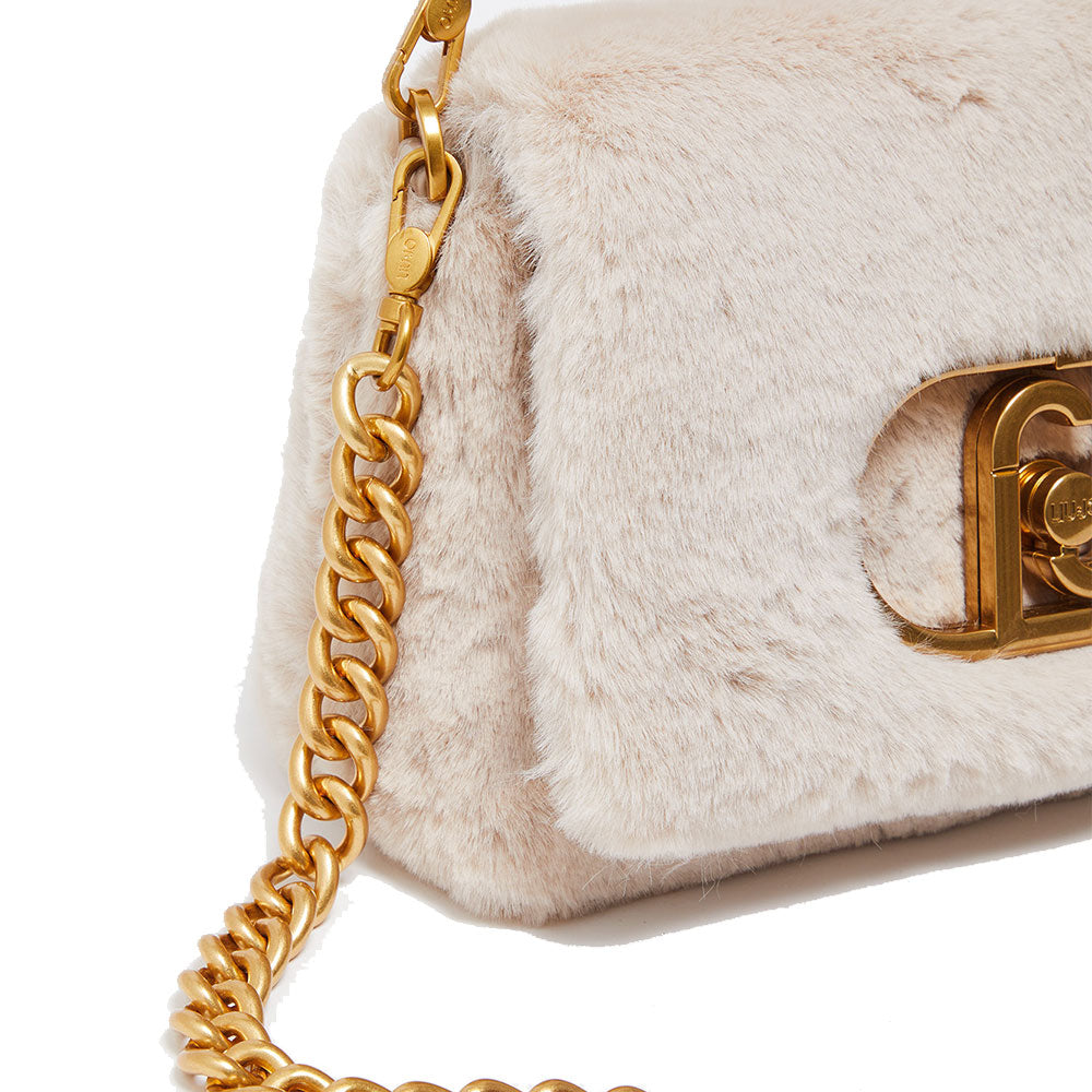 Borsa Donna a Spalla e Tracolla LIU JO linea La Puffy in Eco-Fur Soft Cream