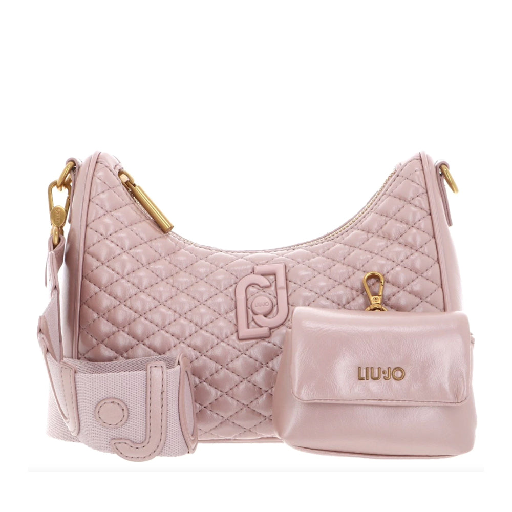 LIU JO 
Better Glossy Quilted Shoulder Hobo Bag Rose Smoke