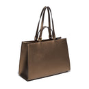 Shopping Bag Large a Mano e a Spalla LIU JO Better Metallizzata Bronzo con Maxi Logo in Rilievo