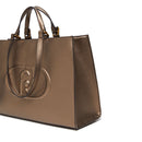 Shopping Bag Large a Mano e a Spalla LIU JO Better Metallizzata Bronzo con Maxi Logo in Rilievo