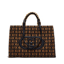 Shopping Bag Large a Mano e a Spalla LIU JO in Tessuto Jacquard Marrone con Logo All Over