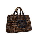 Shopping Bag Large a Mano e a Spalla LIU JO in Tessuto Jacquard Marrone con Logo All Over