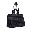 Shopping Bag Large a Mano e a Spalla LIU JO in Tessuto Jacquard Nero con Logo All Over