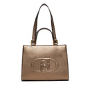 Shopping Bag a Mano e a Spalla LIU JO Better Metallizzato Bronzo con Maxi Logo in Rilievo