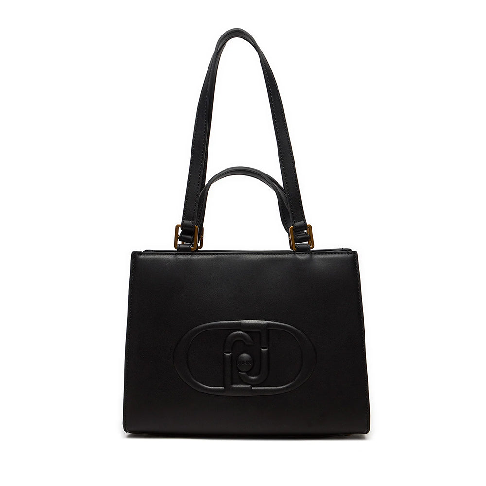 Shopping Bag a Mano e a Spalla LIU JO Better Nero con Maxi Logo in Rilievo