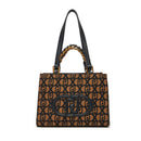 Shopping Bag a Mano e a Spalla LIU JO in Tessuto Jacquard Nero con Logo All Over