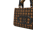 Shopping Bag a Mano e a Spalla LIU JO in Tessuto Jacquard Nero con Logo All Over