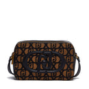 Borsa a Tracolla Doppio Scomparto LIU JO in Tessuto Jacquard Marrone con Logo All Over