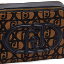 Borsa a Tracolla Doppio Scomparto LIU JO in Tessuto Jacquard Marrone con Logo All Over