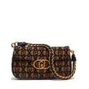 Borsa Donna a Spalla LIU JO in Tessuto Jacquard Marrone con Logo All Over