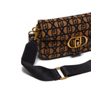 Borsa Donna a Spalla LIU JO in Tessuto Jacquard Marrone con Logo All Over