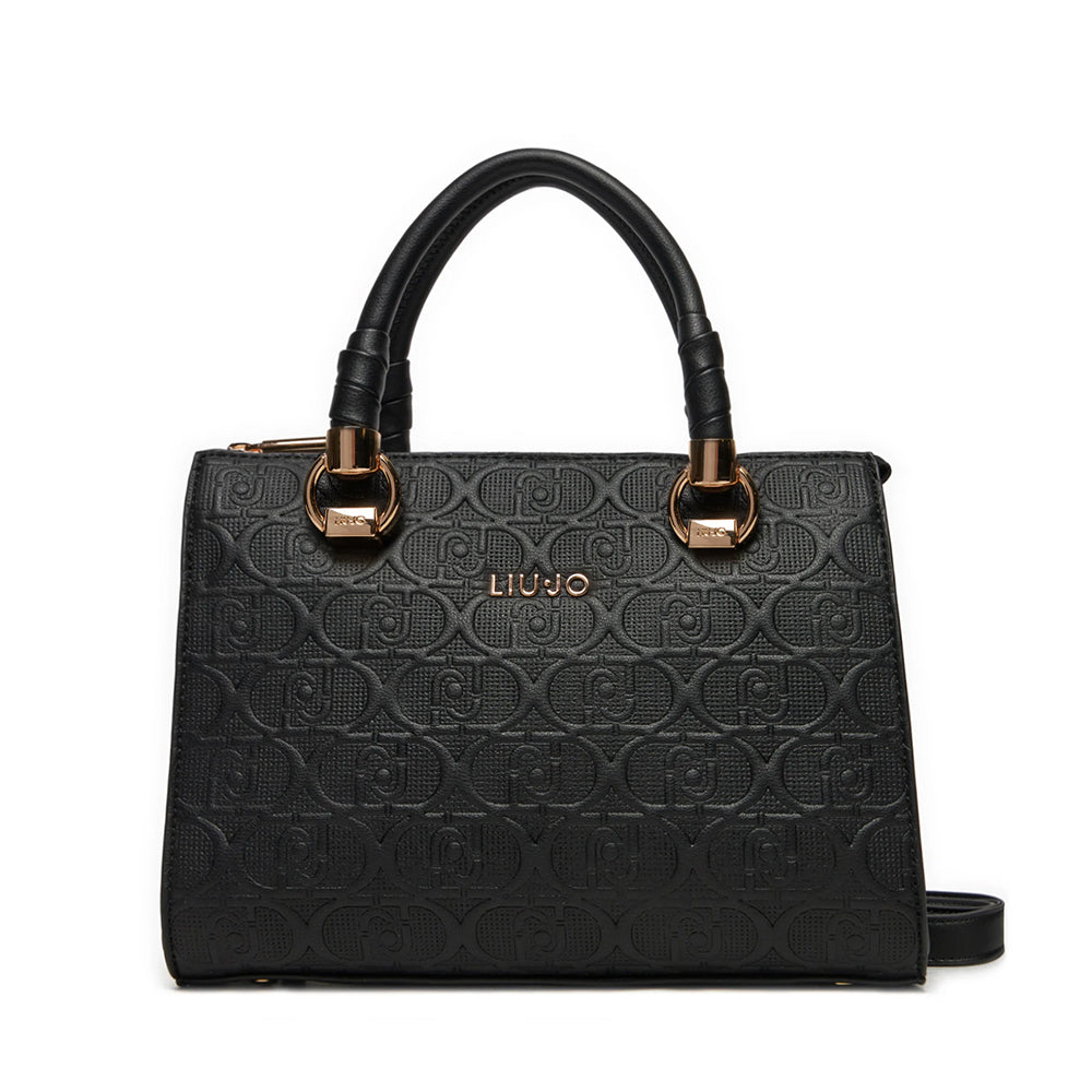 Borsa Donna a Mano LIU JO Better con Logo Monogram All Over colore Nero