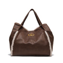 Maxi Shopping Bag LIU JO in Tessuto Spalmato Marrone con Inserti Teddy