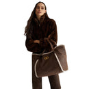 Maxi Shopping Bag LIU JO in Tessuto Spalmato Marrone con Inserti Teddy