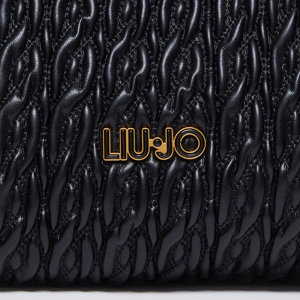 Maxi Shopping Bag LIU JO Better Trapuntata con Lavorazione a Treccia Nera