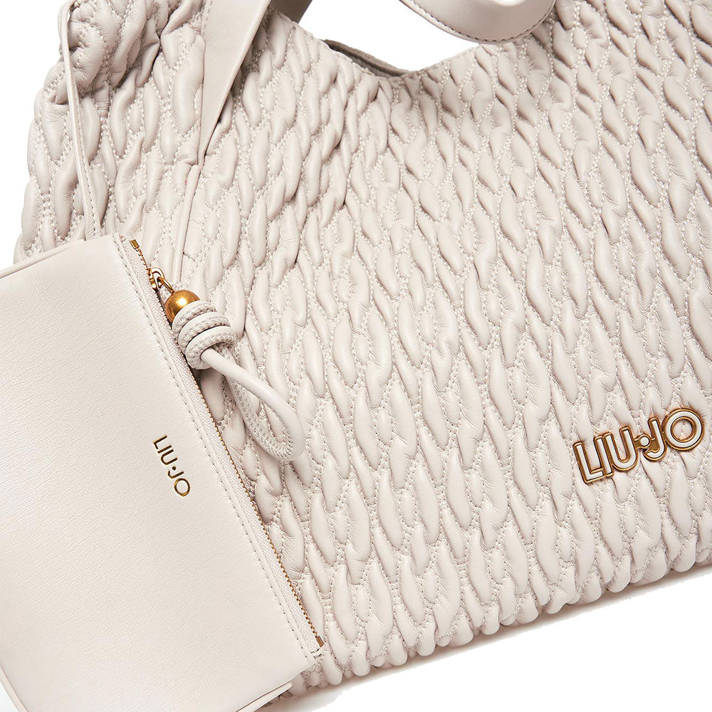 Maxi Shopping Bag LIU JO Better Trapuntata con Lavorazione a Treccia True Champagne