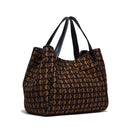 Maxi Shopping Bag LIU JO in Tessuto Jacquard Marrone con Logo All Over