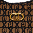 Maxi Shopping Bag LIU JO in Tessuto Jacquard Marrone con Logo All Over