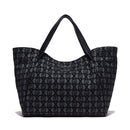 Maxi Shopping Bag LIU JO in Tessuto Jacquard Nero con Logo All Over