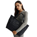 Maxi Shopping Bag LIU JO in Tessuto Jacquard Nero con Logo All Over