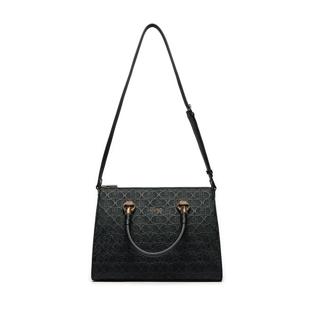 Borsa Donna a Mano Large LIU JO Better con Logo Monogram All Over colore Nero