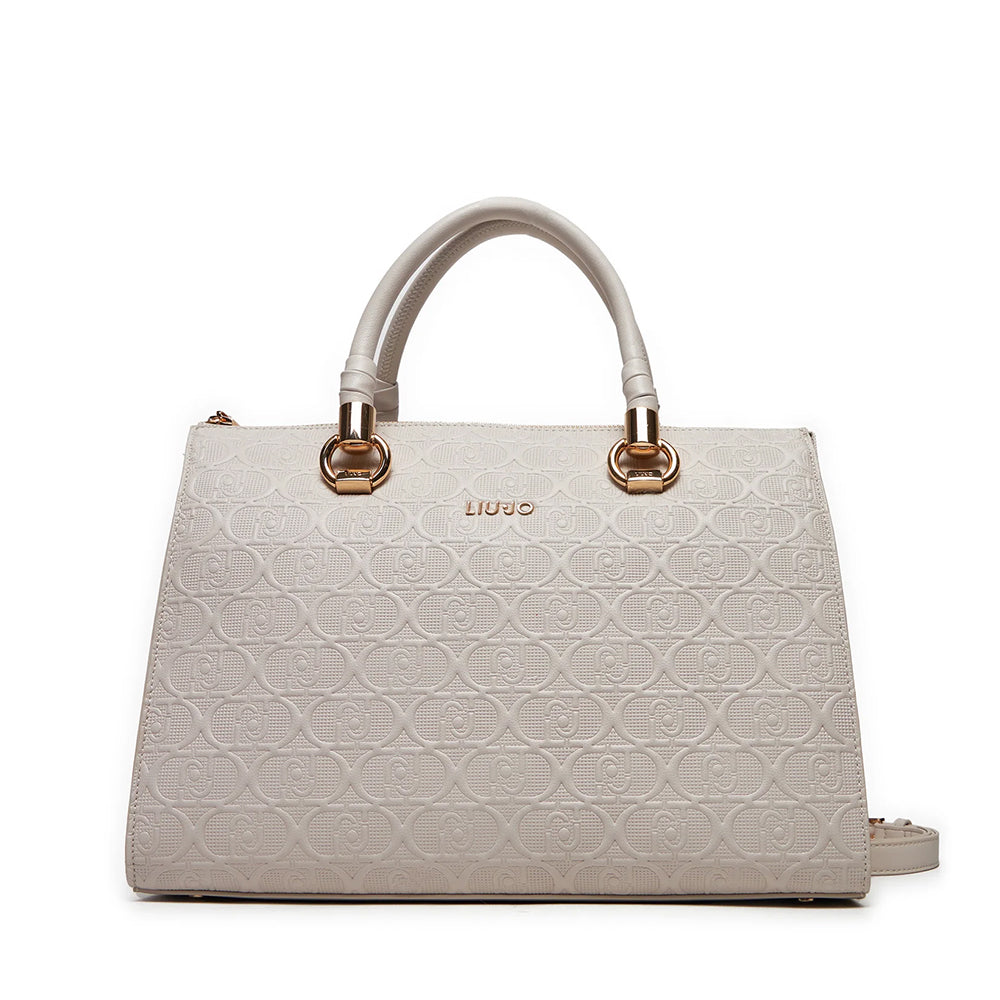 Borsa Donna a Mano Large LIU JO Better con Logo Monogram All Over True Champagne