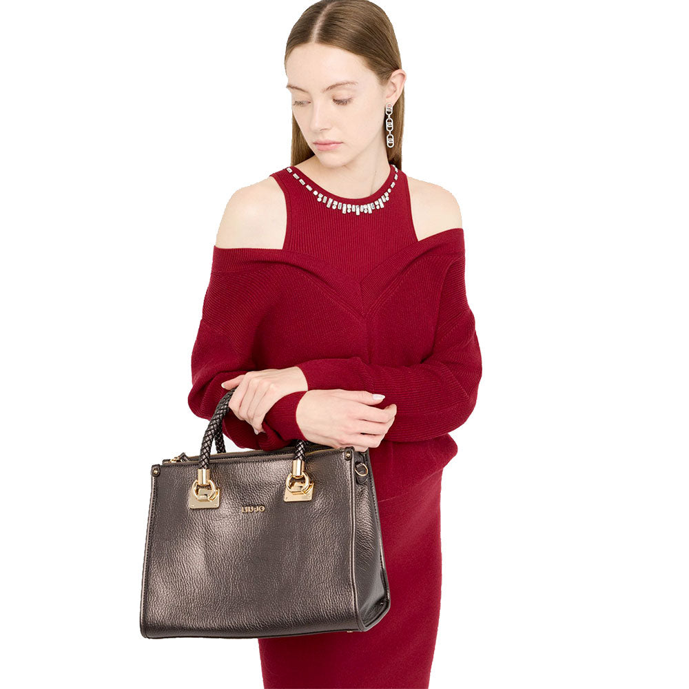 Borsa Donna a Mano Media LIU JO effetto Bottalato Moro Light
