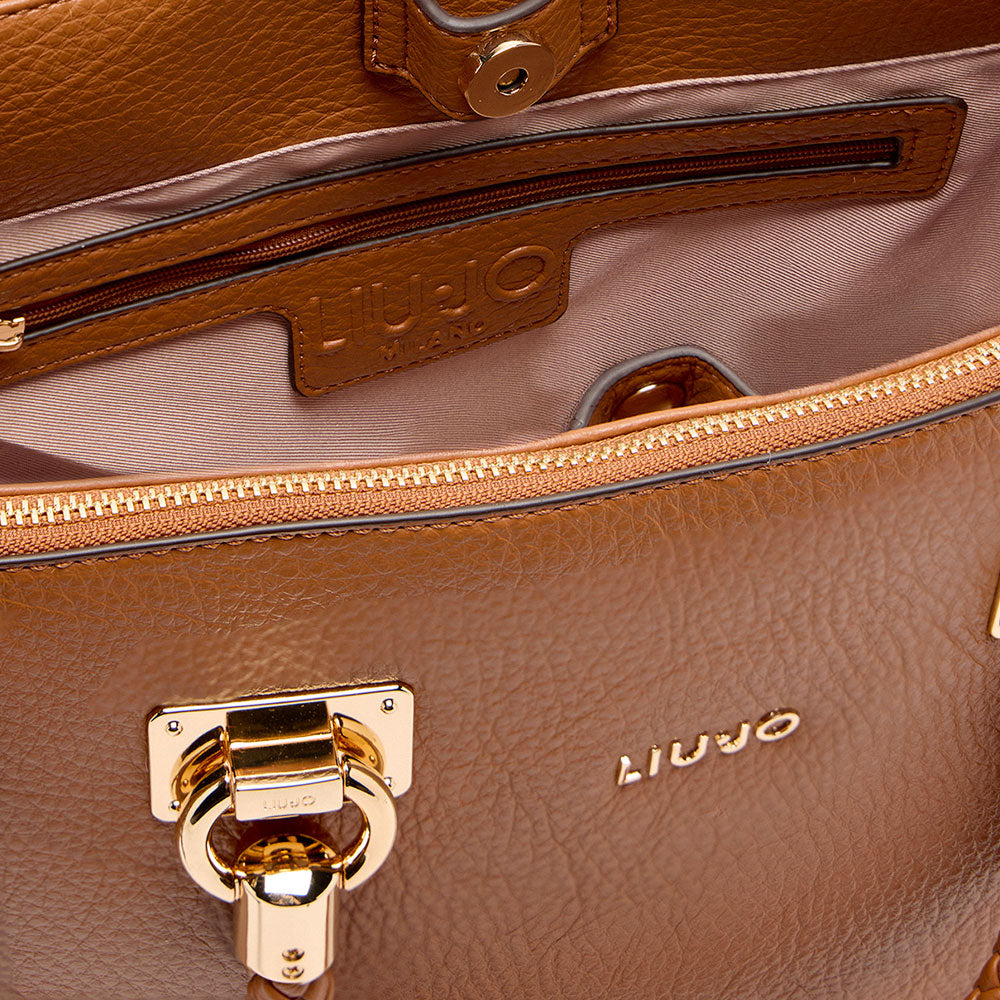 Borsa Donna a Mano Media LIU JO effetto Bottalato color Pan di Zenzero