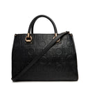 Borsa Donna a Mano Media LIU JO effetto Bottalato con Logo in Rilievo All Over Nero
