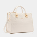 Borsa Donna a Mano Media LIU JO effetto Bottalato con Logo in Rilievo All Over color Marmo
