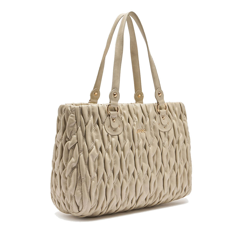 LIU JO Damen Better Quilted Shopping Bag mit marmorfarbenem Webmuster