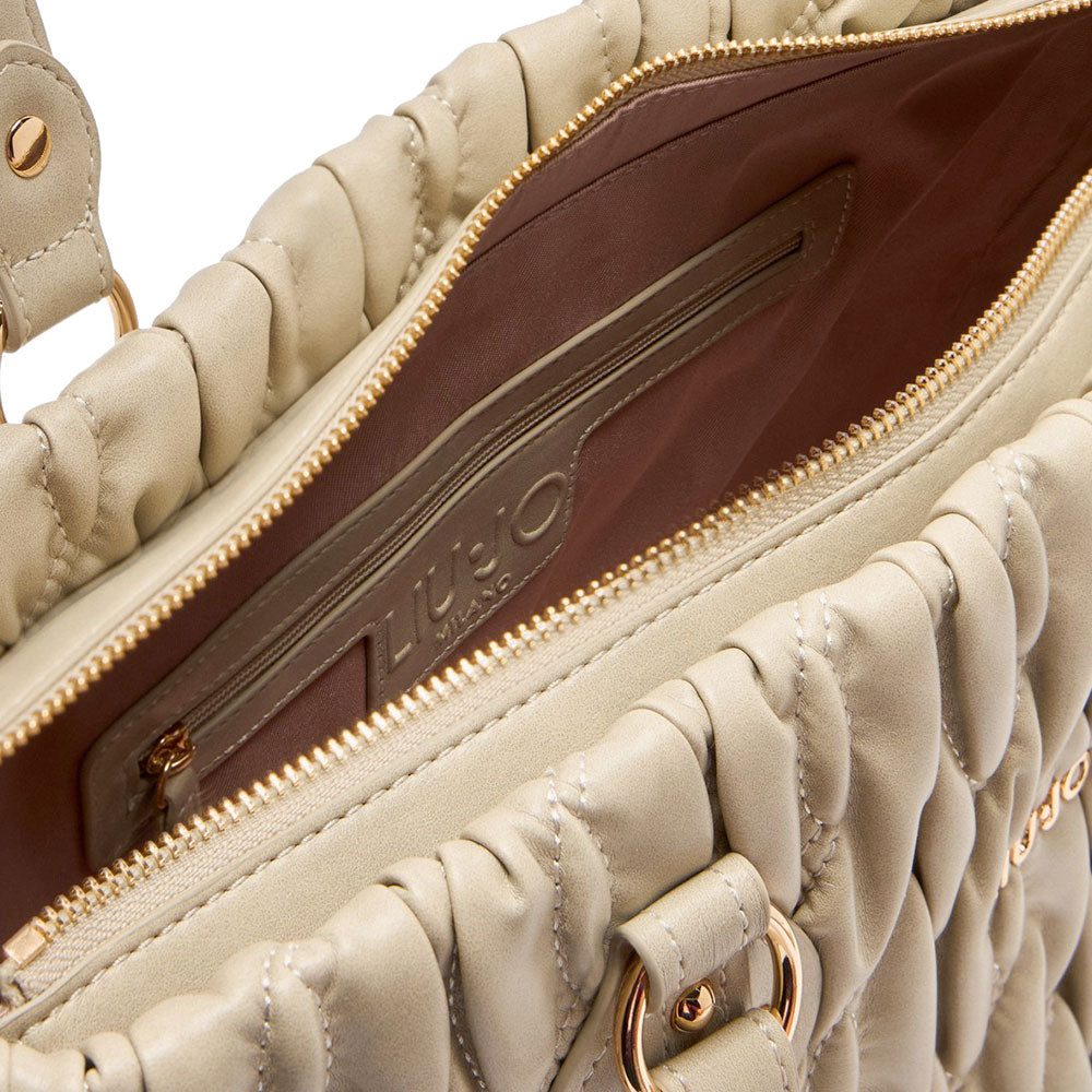 LIU JO Damen Better Quilted Shopping Bag mit marmorfarbenem Webmuster