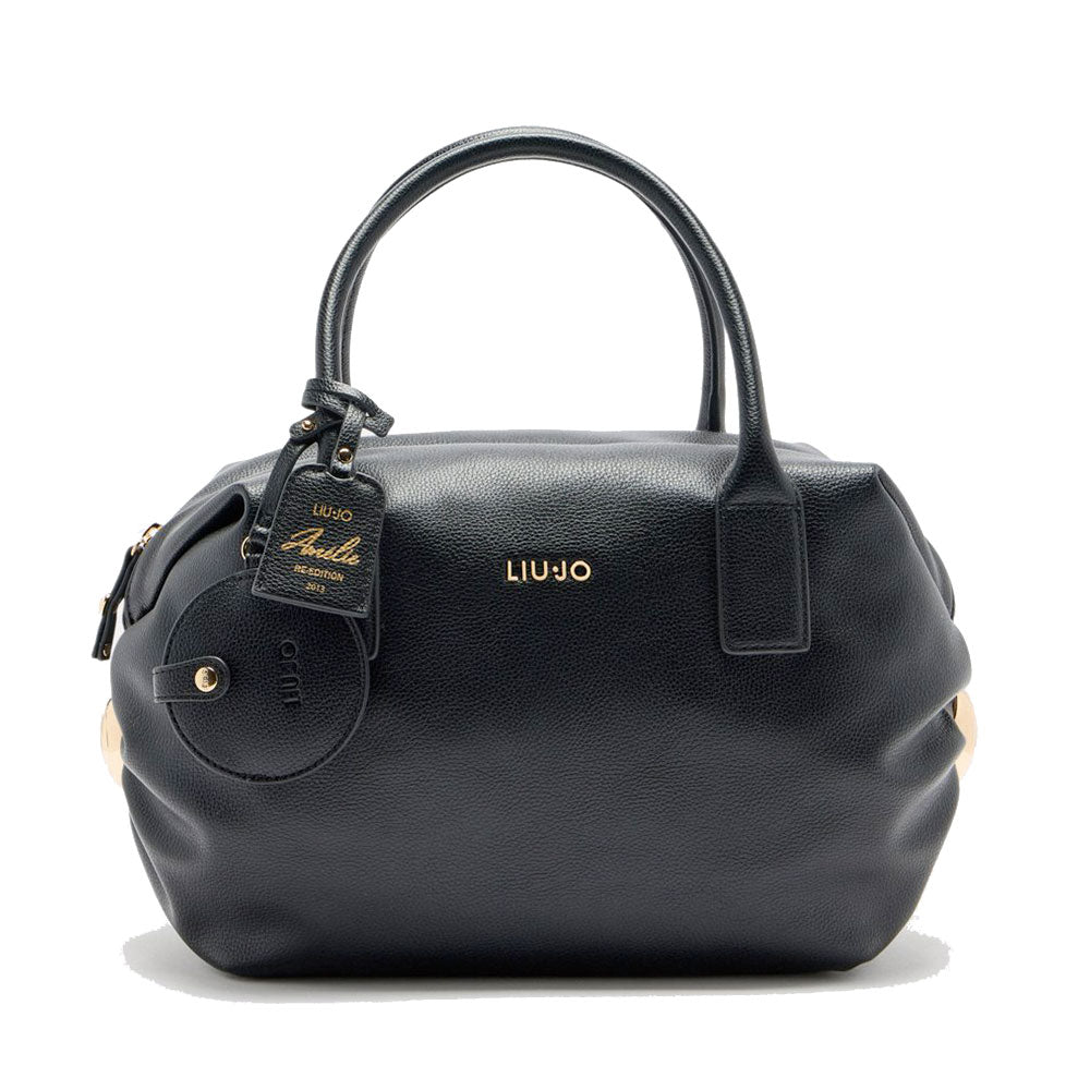 Bauletto Medio Donna LIU JO effetto Bottalato Nero con Charm