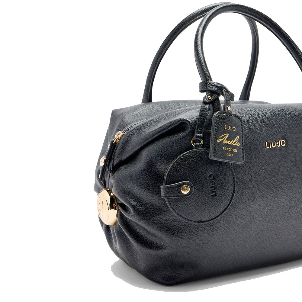 Bauletto Medio Donna LIU JO effetto Bottalato Nero con Charm