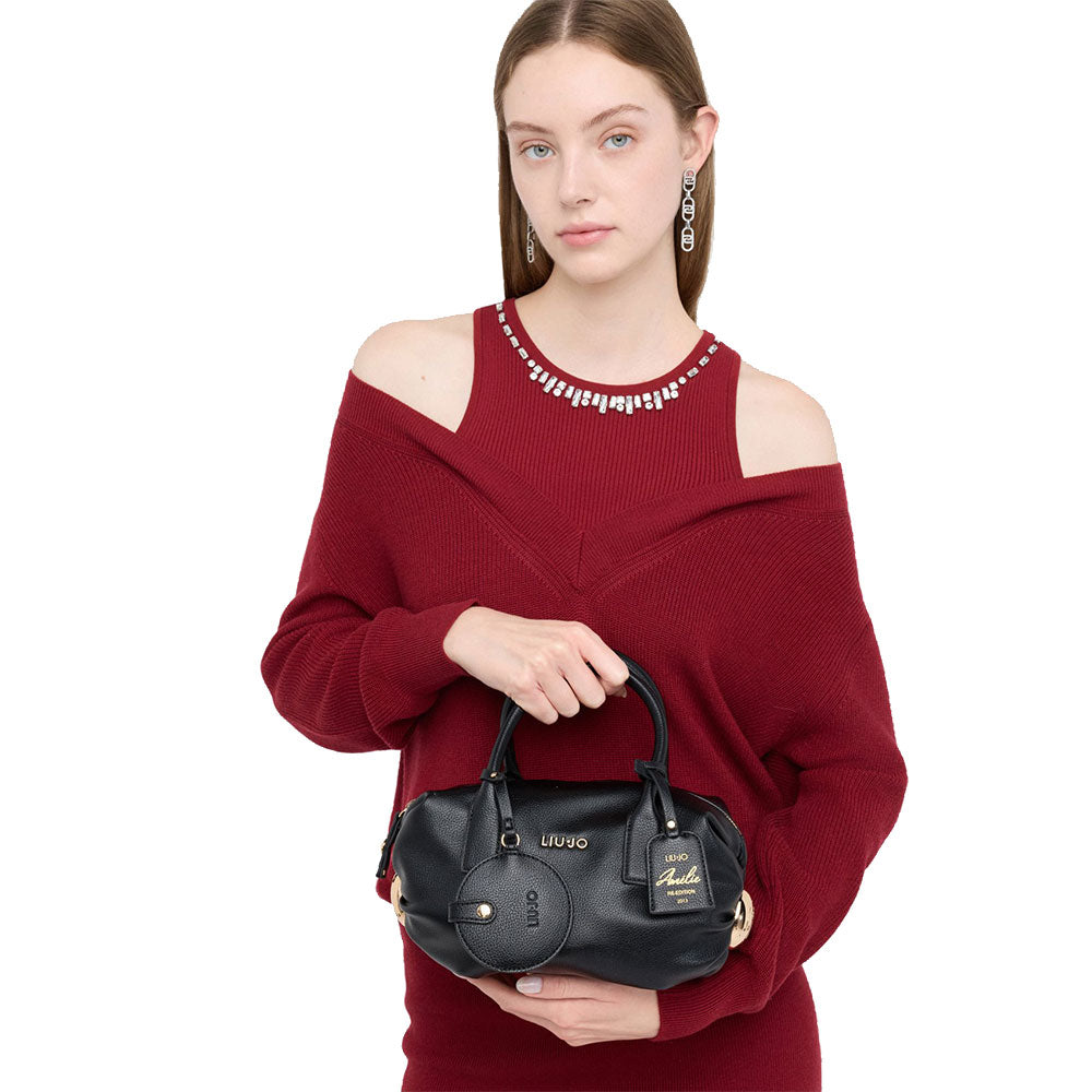 Bauletto Mini Donna LIU JO effetto Bottalato Nero con Charm