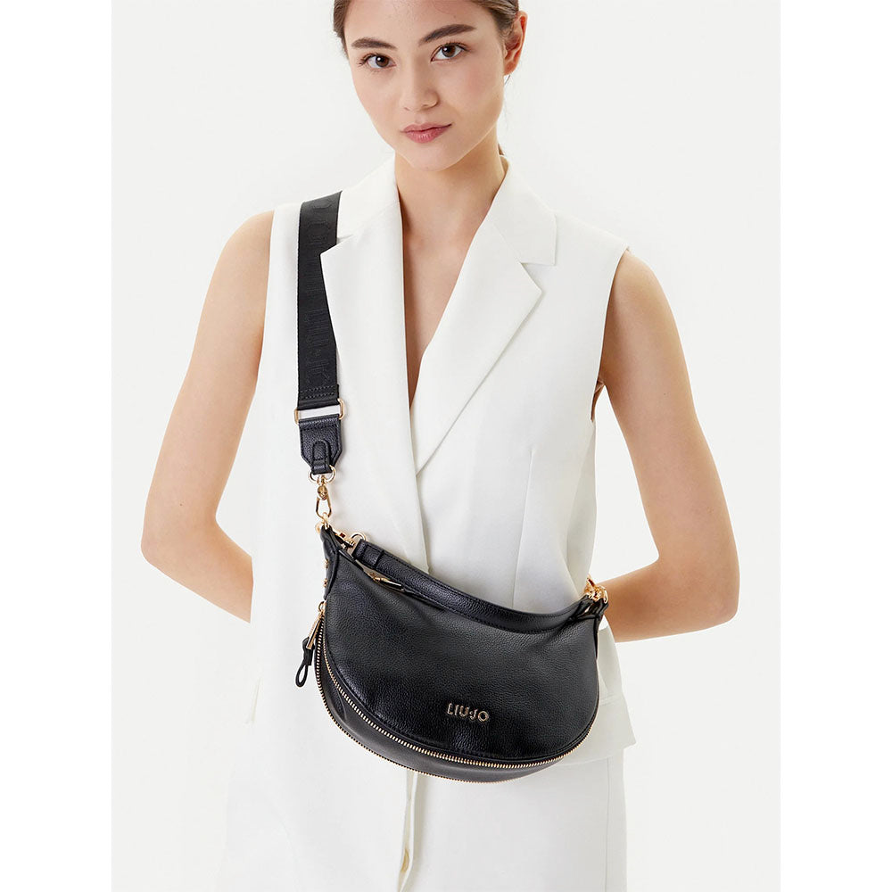 Hobo Bag Small con Tracolla LIU JO Better effetto Bottalato Nero