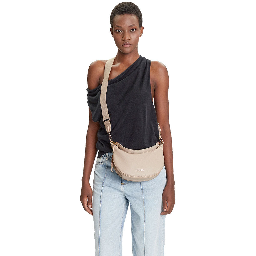 LIU JO Better Kleine Hobo-Tasche mit Schulterriemen in einem getrommelten Beige-Effekt