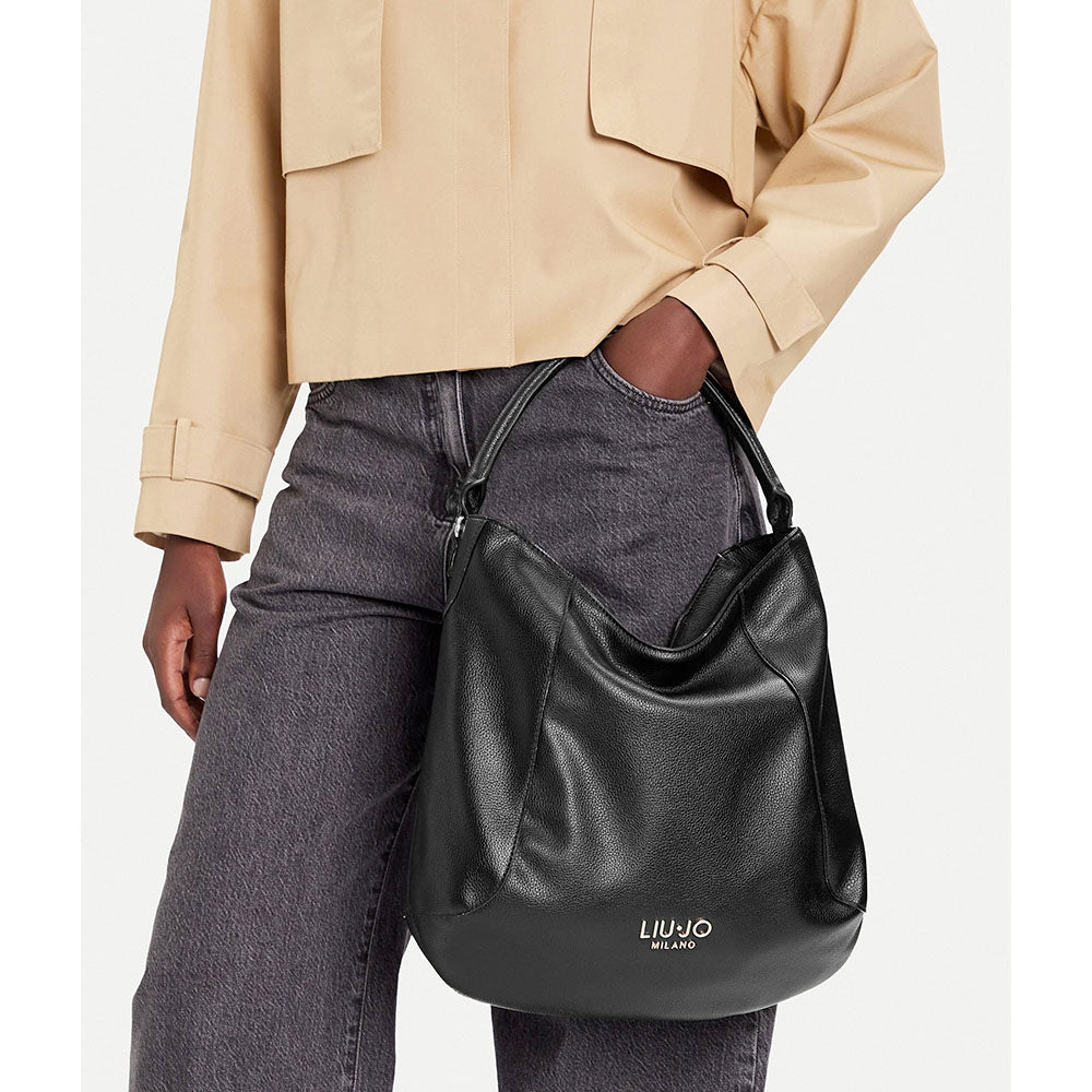 Hobo Bag Donna LIU JO Better effetto Bottalato Nero