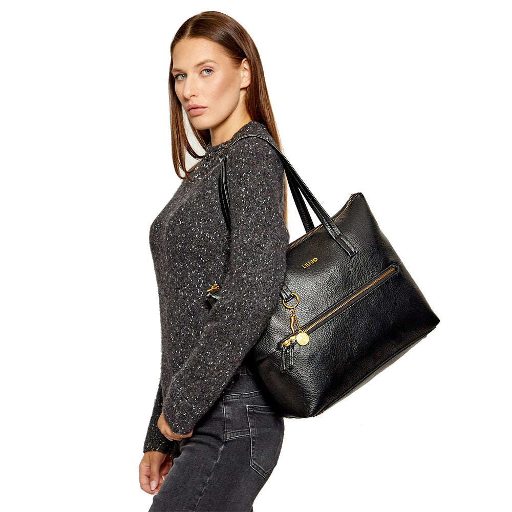 Shopping Bag Donna LIU JO Better effetto Bottalato Nero