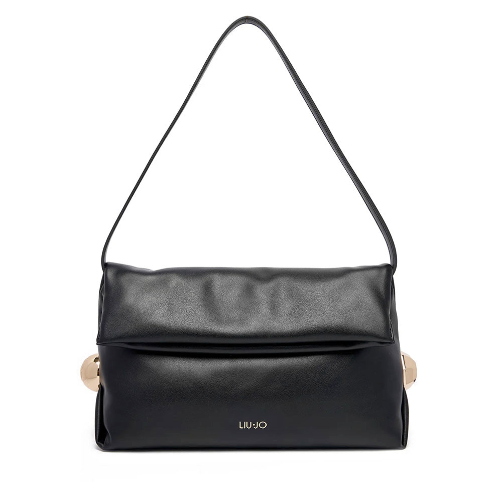 Borsa Donna a Spalla LIU JO effetto Bottalato Nero con Borchie Laterali