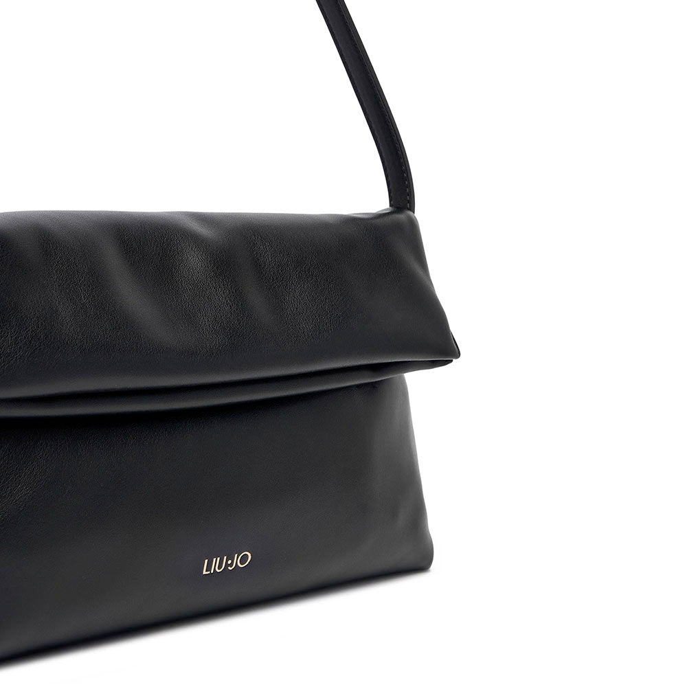 Borsa Donna a Spalla LIU JO effetto Bottalato Nero con Borchie Laterali