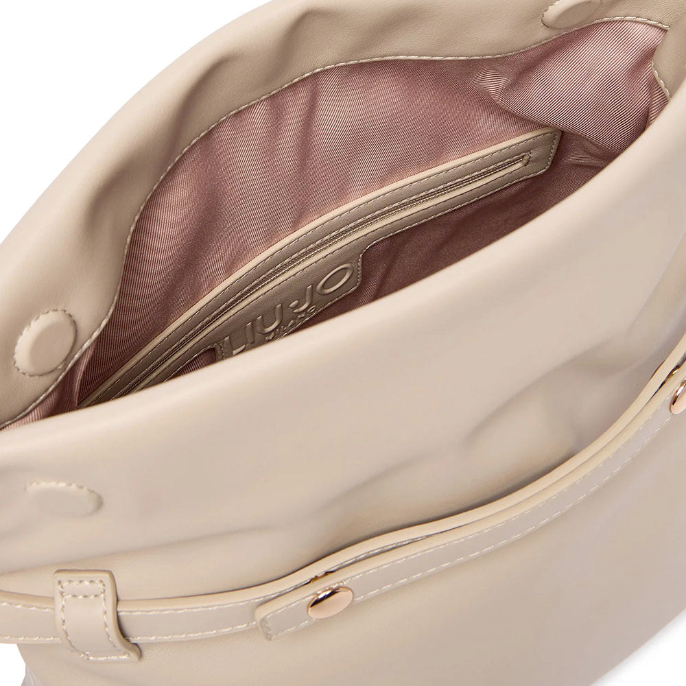 Borsa Donna a Spalla LIU JO effetto Bottalato Beige con Borchie Laterali