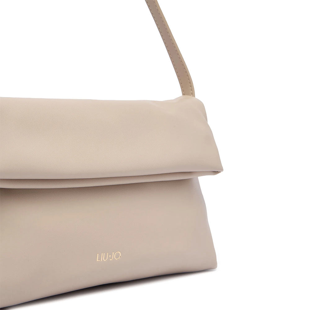 Borsa Donna a Spalla LIU JO effetto Bottalato Beige con Borchie Laterali