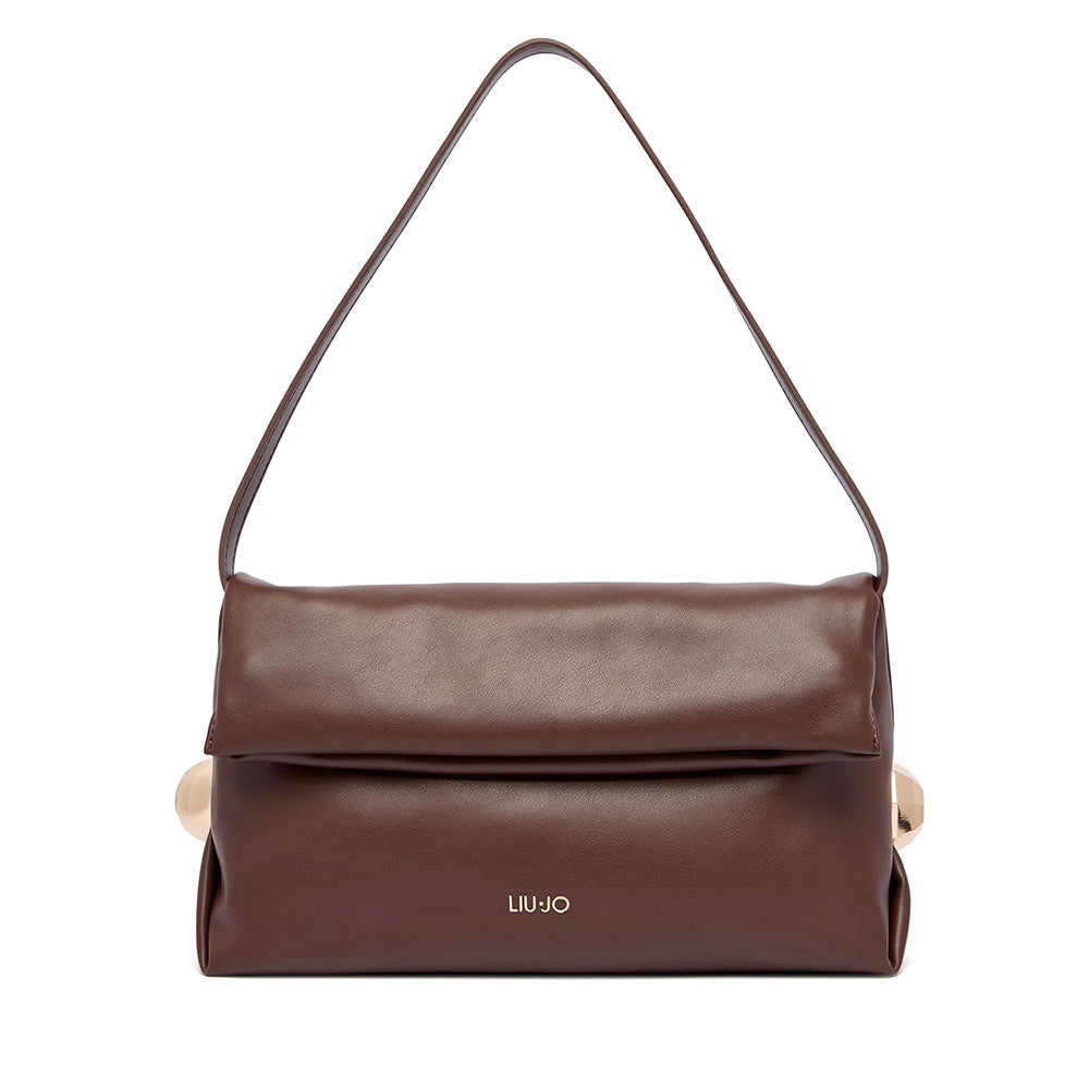 Borsa Donna a Spalla LIU JO effetto Bottalato Moro Light con Borchie Laterali