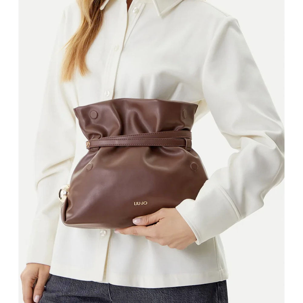Borsa Donna a Spalla LIU JO effetto Bottalato Moro Light con Borchie Laterali
