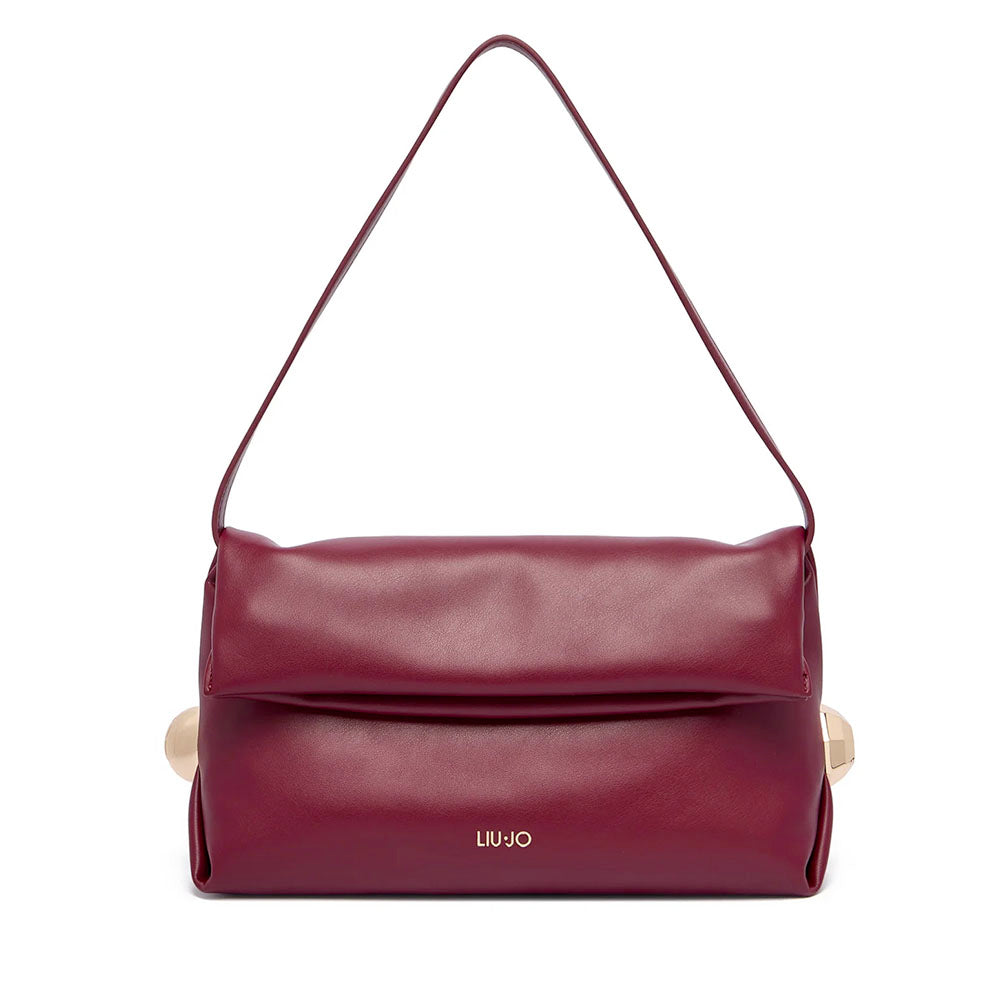 Borsa Donna a Spalla LIU JO effetto Bottalato Red Wine con Borchie Laterali