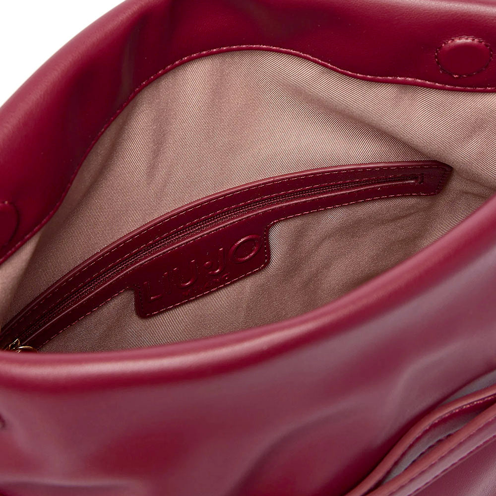 Borsa Donna a Spalla LIU JO effetto Bottalato Red Wine con Borchie Laterali