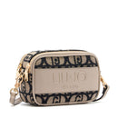 Borsa Donna a Tracolla LIU JO in Tessuto Jacquard con Logo All Over Desert Taupe