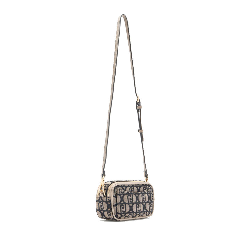 Borsa Donna a Tracolla LIU JO in Tessuto Jacquard con Logo All Over Desert Taupe