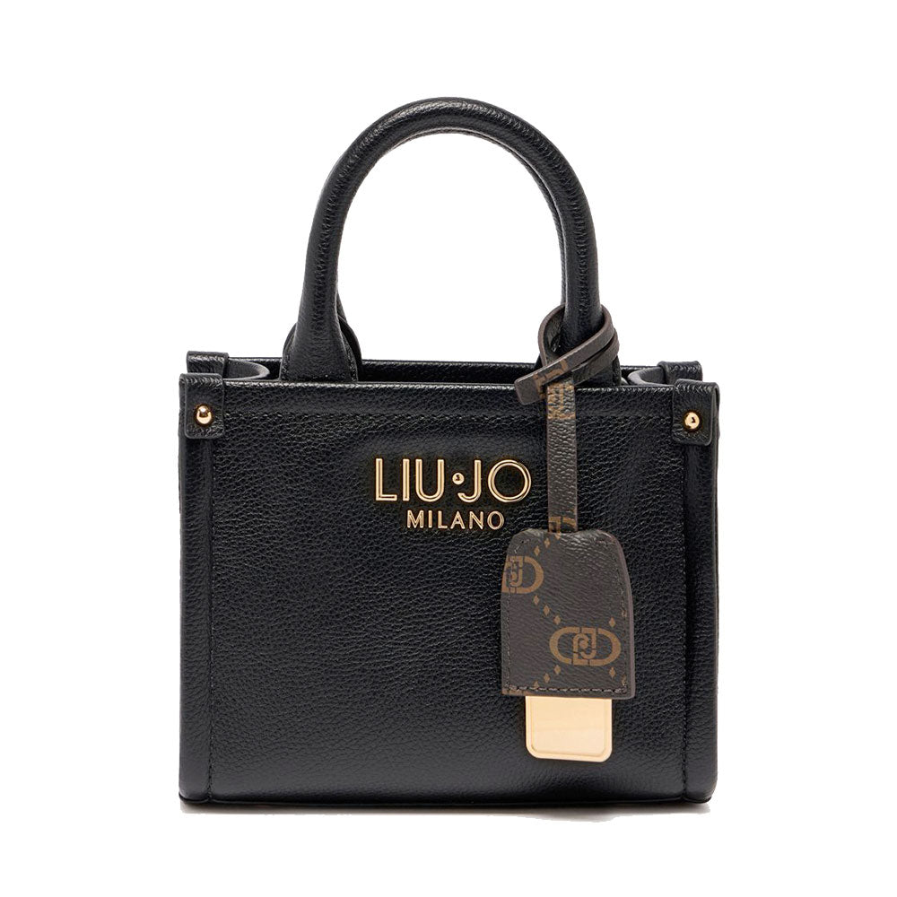 Borsa Donna a Mano Mini LIU JO Better effetto Bottalato Nera con Charm